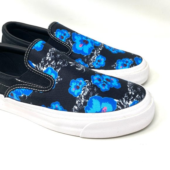 Converse Shoes Men's One Star CC Slip On Black Canvas Blue Floral Size 164228C - Picture 7 of 10